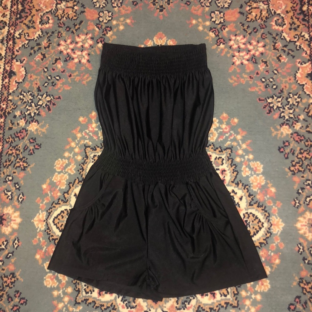 Black Strapless Romper